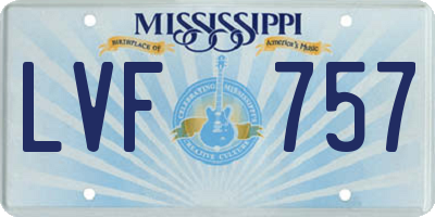MS license plate LVF757