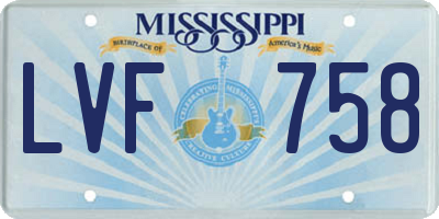 MS license plate LVF758