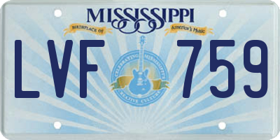 MS license plate LVF759