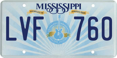 MS license plate LVF760