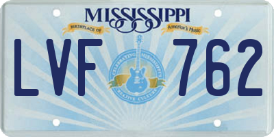 MS license plate LVF762