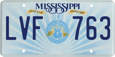 MS license plate LVF763