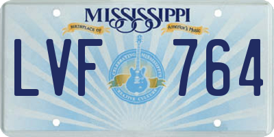 MS license plate LVF764