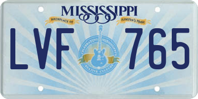 MS license plate LVF765