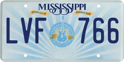 MS license plate LVF766