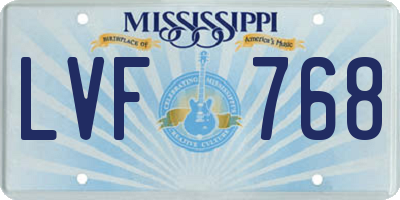 MS license plate LVF768