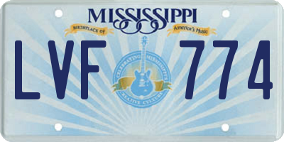 MS license plate LVF774