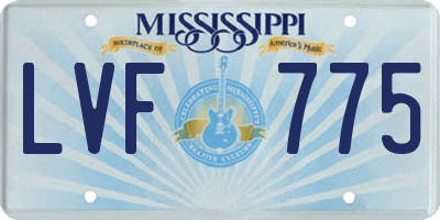 MS license plate LVF775