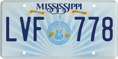 MS license plate LVF778