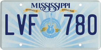 MS license plate LVF780