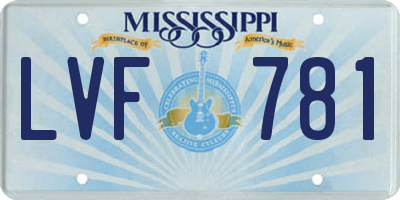 MS license plate LVF781
