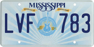 MS license plate LVF783
