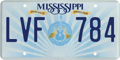 MS license plate LVF784
