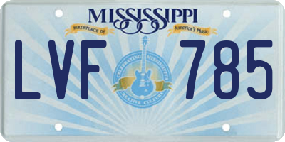 MS license plate LVF785