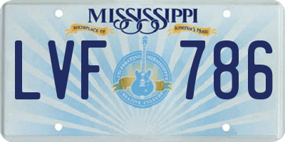 MS license plate LVF786