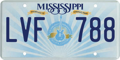 MS license plate LVF788