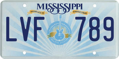 MS license plate LVF789