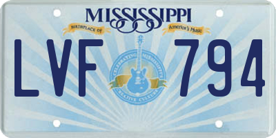 MS license plate LVF794