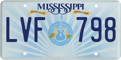 MS license plate LVF798