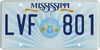 MS license plate LVF801