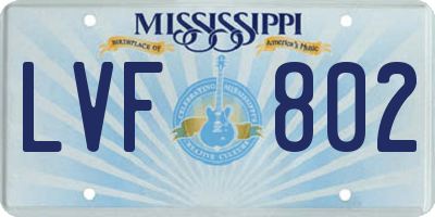 MS license plate LVF802