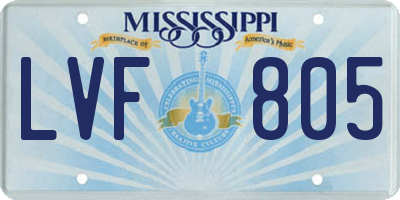 MS license plate LVF805