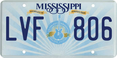 MS license plate LVF806