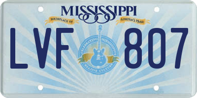 MS license plate LVF807