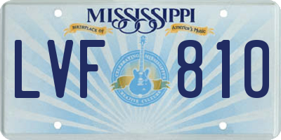 MS license plate LVF810