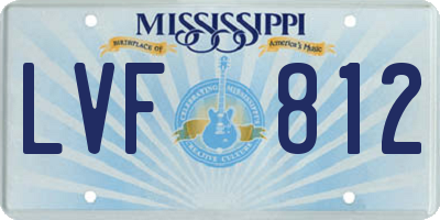 MS license plate LVF812