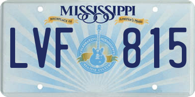 MS license plate LVF815
