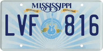 MS license plate LVF816