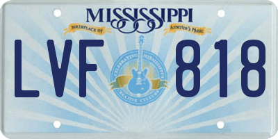 MS license plate LVF818