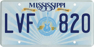 MS license plate LVF820