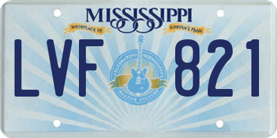 MS license plate LVF821
