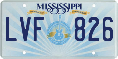 MS license plate LVF826