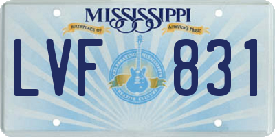 MS license plate LVF831