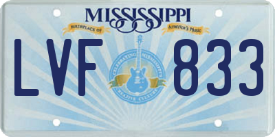 MS license plate LVF833