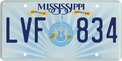 MS license plate LVF834