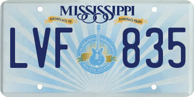 MS license plate LVF835
