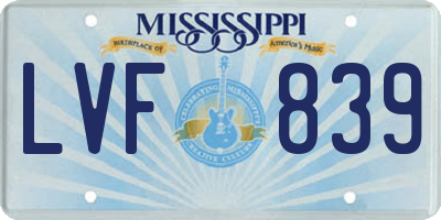 MS license plate LVF839
