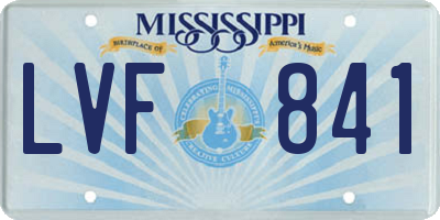 MS license plate LVF841
