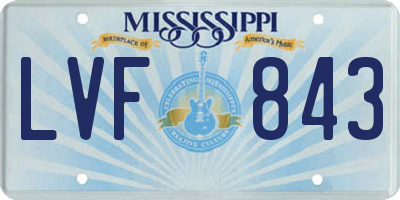 MS license plate LVF843