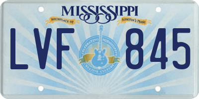 MS license plate LVF845