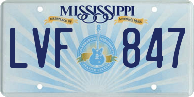 MS license plate LVF847