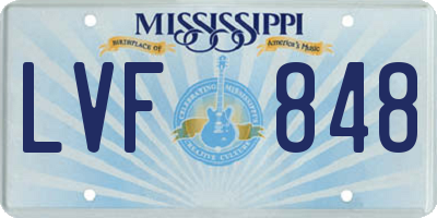 MS license plate LVF848