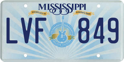 MS license plate LVF849