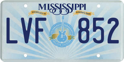 MS license plate LVF852