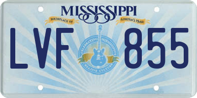 MS license plate LVF855