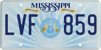 MS license plate LVF859